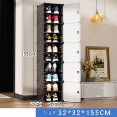 신발장 슬림 공간절약 현관용 틈새수납 슬림 분리 도어 선반 신발장, 1단, 블랙 10단 15cm