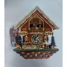 德國黑森林音樂咕咕鐘 會動的伐木工人和水車 石英掛鐘