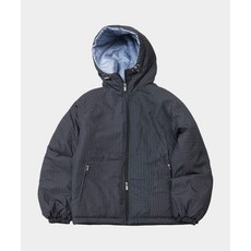 썸플레이스 SOME PLACE 윈도우 페인 체크 포인트 패디드 오버핏 캐주얼 후드 패딩 점퍼 블랙
