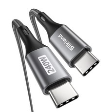 실크랜드 C타입-C타입 케이블 240W 고속충전 데이터 케이블, 2개, 그레이, 0.3m