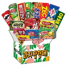 프링글스 초코파이 예감볶음양파 미쯔 빠다코코낫 롯데샌드 야채크래커 제크 초코칩쿠키 크림웨하스 고래밥 씨리얼 칸쵸 초코송이, 1세트, 리본박스 단짠초코 곽과자세트