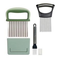 AZSRKRBM IN 야채 슬라이서 세트 양파 토마토 레몬 홀더 가이드 감자 도구용 스틸 준비 안전 커터 크링클 주방 식품 초퍼 슬라이서 스테인리스