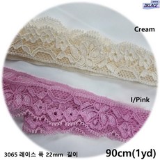 DKLACE-3065 / 자가드 스판 레이스 (폭 2.2cm 길이 1yd / 5yd / 10yd / 20yd기준) / 자가드 스판 레이스 모음, 1개, 인디언핑크(I/Pink)