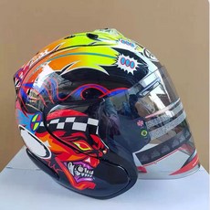 오토바이 헬멧 바이크 오픈페이스 가벼운 한미 최적화 하프페이스 무광블랙 초경량 버블쉴드 소두핏 반모, 로우스 레이스 라이트티 렌즈