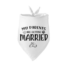 My Parents are Getting Married Wedding Announcement 블랙 강아지 반다나 웨딩 약혼 사진 프리미엄 소품 삼각형 애완동물 스
