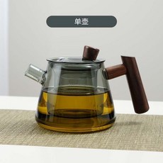 衚桃木側把玻璃茶壺 茶水分離花茶壺, 1個, 衚桃木觀瀾茶壺 500ml