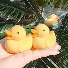 亮燈貓爪捏捏樂 解壓玩具 超軟泥感食玩 減壓玩具, 植絨小黃鴨【pvc袋】, 1個