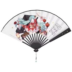 官方授權 Hatsune Miku 初音未來 元氣 折扇 動漫 可愛 miku 表情琴鍵 紙扇 扇子, 正版 初音 39感謝日 折扇, 1個