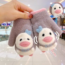 兒童手套秋冬全包保暖1-6歲男童女童加絨卡通包指掛脖掛繩連指