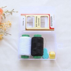 家用實用縫衣針綫包工具 多功能便攜服裝縫補收納盒, 1個, 簡裝 -小號針盒+1黑1白綫+3件縫紉