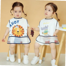 반투명 포켓 민소매 아동 방수턱받이(M-XL)204683 아기방수턱받이 유아방수턱받이, 고양이XL