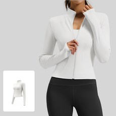 씨엠 여성용 요가 필라테스 슬림핏 운동복 상의 크롭 집업 자켓