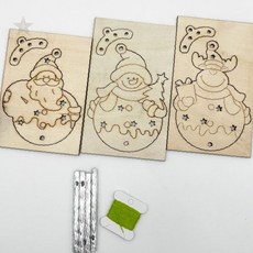 겨울 장식 나무 풍경종 오너먼트 만들기 체험 키트 어린이 미술 놀이 교구 공예, 산타