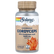 솔라레이 버섯 동충하초 1000mg 베지 캡슐 60정(캡슐 1정당 500mg), 1개, 60정