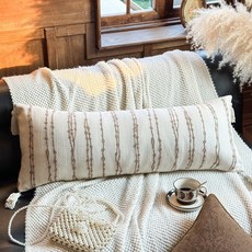 中古風長條抱枕套 法式復古 客廳臥室靠墊套 加長枕套, 咖色豎條結藤蔓加長35x90cm單獨5,單獨一個