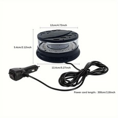 一拖二警報LED燈 緊急爆閃燈 附強磁12V24V通用 24v警示燈 LED爆閃燈 led警示燈 汽車爆閃燈 強磁爆閃燈, 1個, 单个,黄白