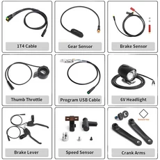 8FUN 모터 키트용 Bafang-E-자전거 케이블 기어 센서 USB 프로그래밍 유압 브레이크 디스플레이 5Pin 3Pin 1T4 1T2, 1T2 Cable