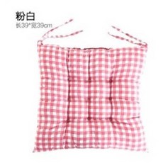 粉白格子 坐墊 39x39cm, 可拆洗pp棉方形坐墊, 1件