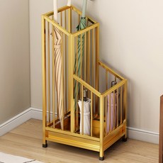 물받이 탈부착 업소용 대용량 우산 정리 보관함 우산꽂이 대용량 철제 사각 2단 개업선물 인테리어, 중형, 1개, 골드