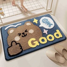 卡通仿羊絨地墊浴室門口吸水防滑墊耐髒耐磨易打理地墊一件代發, 1個, 小熊