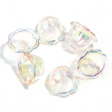 6 12Pcs 반짝이 바람 벨 스페이서 해파리 비즈 장식 DIY 전화 체인 액세서리 만들기 수제 매력, White, 24x15mm 6pcs