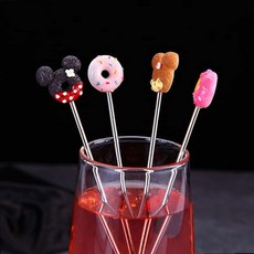 롱머들러 칵테일 커피 스텐 스틱, 1개, 4도넛머들러-땡땡옐로