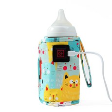 奶瓶保溫套小貓USB加熱恆溫便攜車載奶瓶套家用暖奶器恆溫暖奶套, 3檔小貓款+(數據線)不含奶瓶, 黃色
