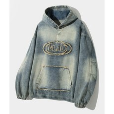 DIMITRI BLACK VLAD 데님 아플리케 후드 티셔츠_더스트 인디고