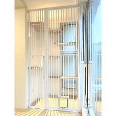 고양이 펜스 안 주방 강아지 울타리 반려묘 애견, 화이트 높이 100cm 작은문포함, 폭 86 96센티 비고 실폭, 화이트