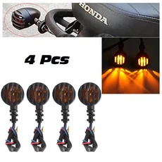 12V 레트로 오토바이 LED 방향 지시등 블랙 그릴 불렛 앰버 인디케이터 하이 브라이트니스 할리 스포츠스터, 01 China Mainland, 01 4Pcs