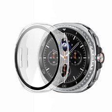 갤럭시 워치8/워치8 클래식 공용 강화유리필름 일체형케이스 보호필름 커버 케이스 40/44/46mm, 투명