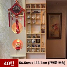 대형 컵진열장 장식장 선반 진열장 머그컵 우드, 40칸 전체 56.5x138.7cm