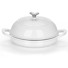 사워도우 빵 굽기에 적합한 더치 오븐 에나멜 주물 냄비 - 5.7L, 1개, 흰색, 25cm