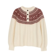 레코브2컬러배색라인 버튼 스웨터 LK31E1KN905X2250244