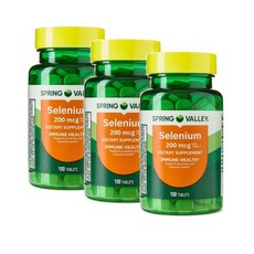 스프링밸리 셀레늄 200mcg 이뮨 헬스 Spring Valley Selenium, 알약/캡슐, 100정, 3개