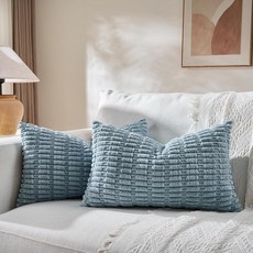 Fancy Homi 세이지 그린 요추 장식 장식용 쿠션 커버 40x60cm(16x24인치) 거실 소파 침대 소파용 소박한 농가 보헤미안 홈 데코 부드러운 스트라이프 코듀로