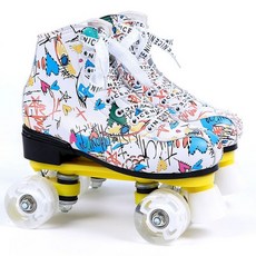 발광 파스텔 컬러 롤러스케이트 청소년용 성인용 롤라 초등, 1개, 219그래피티화이트화이트