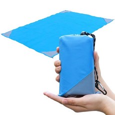 Orga'Neat 포켓 피크닉 담요 모래 방지 경량 캠핑 방수포 140.9 x 190.9cm(55 79인치) 접이식 및 작은 가방에 적합 방수 세탁 가능 빠른 건조 야, 블루/그레이