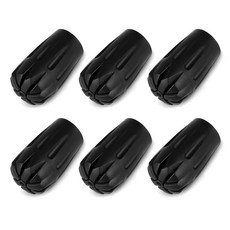 트레킹 폴 팁 교체품 6개 - 하이킹 팁용 고무 발 워킹 스틱 액세서리 대부분의 표준 폴에 적합 충격 흡수(구멍 지름 11mm) 339076, 팁 6개(블랙-HR)