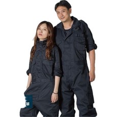 《豐華圓華》多口袋連身工作服, 黑色, 1個