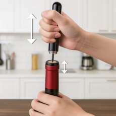 마르솝 힘 절약 공기압 와인 오프너, 1개, 블랙