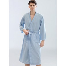 華夫格睡袍 男士浴衣 居家服 吸水速乾 薄款長袍