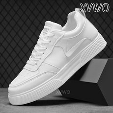 XVWO 대형 남성 스니커즈 트렌디 가죽 운동화 통기성 두꺼운 바닥 캐주얼 운동화