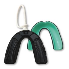 NORDITION 空手道 運動牙套 曲棍球護牙套 成人雙層(送收納盒) 附牙套繩 台灣製 護齒 護牙 熱塑 合齒型 跆拳 橄欖球拳擊, 黑綠色, 1套裝