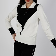 SOON2DLE 女款高爾夫拼色點領T恤