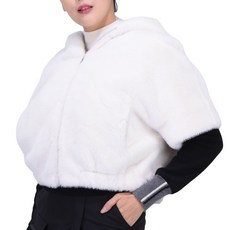머시매 밍크자켓 하프소매 후드 퍼자켓 여성골프 자켓 겨울골프 퍼자켓