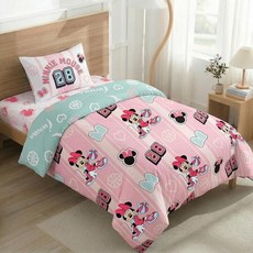 Northwest Disney Lilo & Stitch Full Size Comforter Set 5 Piece Reversible Design Ultra Soft Fade, Minnie
