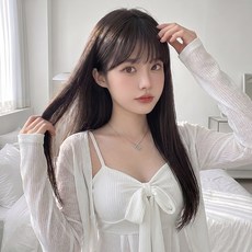 오이키 가발 자연스러운 여성 패션 전체 데일리 롱 생머리, 1개, 내추럴 블랙