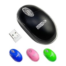 SOON GO 패드가 있는 미니 마우스+USB LED 조명 3 in 1 선물 콤보 아동용 마우스 노트북 홈 오피스 여행용 블루, 무선 블랙