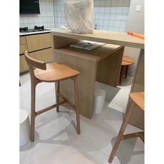 簡約現代北歐風實木吧台椅, 1個, 橡木色+實木坐板,坐高70公分